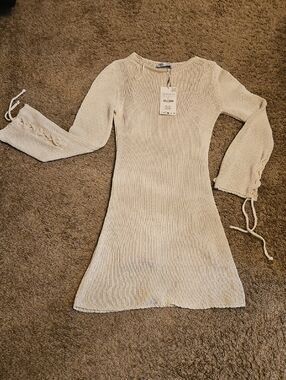 ZARA Cream Open-Knit Pullover Sweater dress